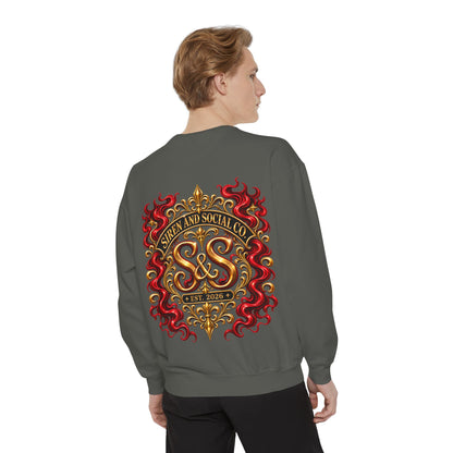 Siren & Social Co. Crewneck Sweatshirt — Vintage Gold & Red Crest