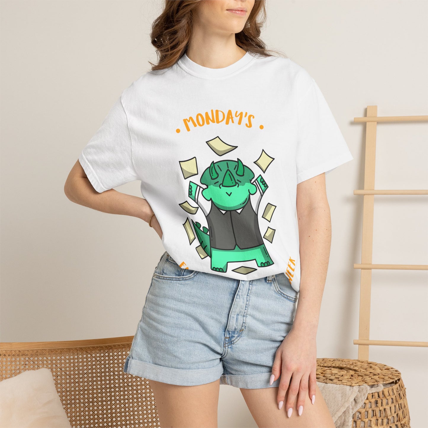 T-Shirt — "Monday's Bestest Day of the Week" Cute Dragon Office Humor Tee
