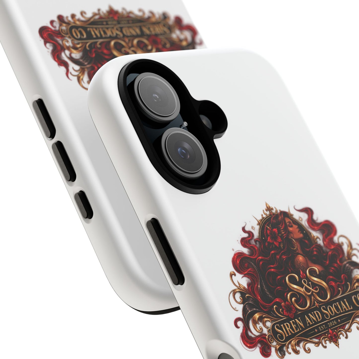 Siren & Social Co. Tough Phone Case — Red Mermaid Art Protective Cover