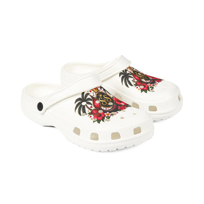 Floral Skull EVA Foam Clogs — Women’s Tropical Day of the Dead Slip‑Ons