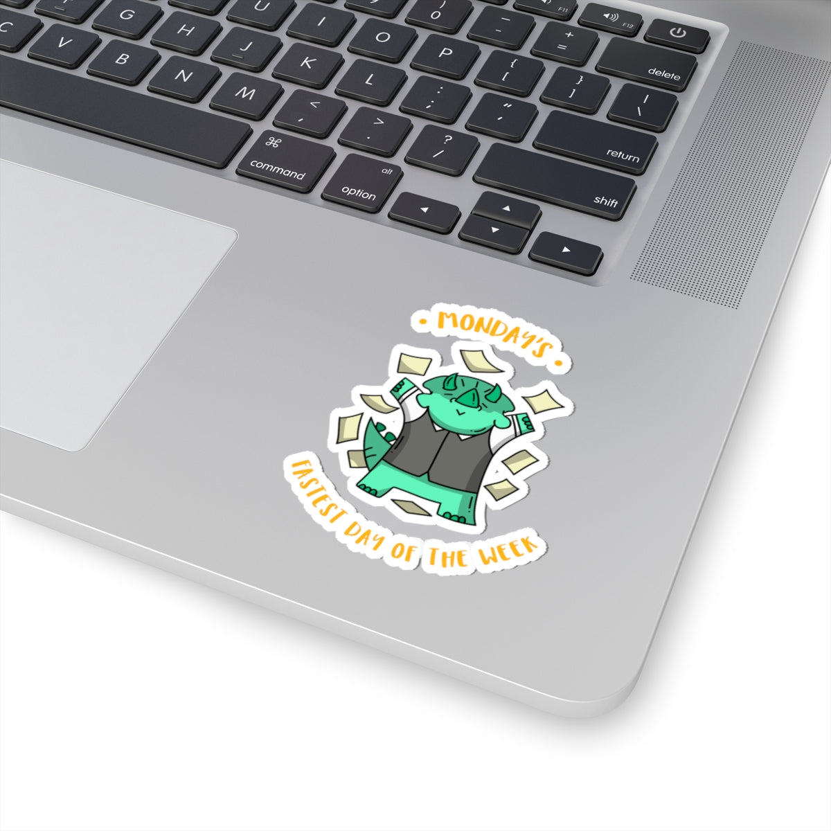 Monday’s Fastest Dino Sticker — Cute Triceratops Money Toss Kiss-Cut Sticker