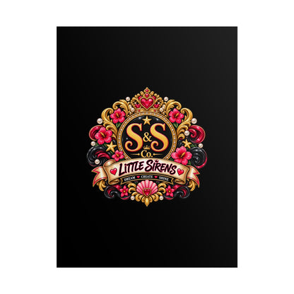 Little Sirens Rolled Poster — Vintage Mermaid Crest Wall Art