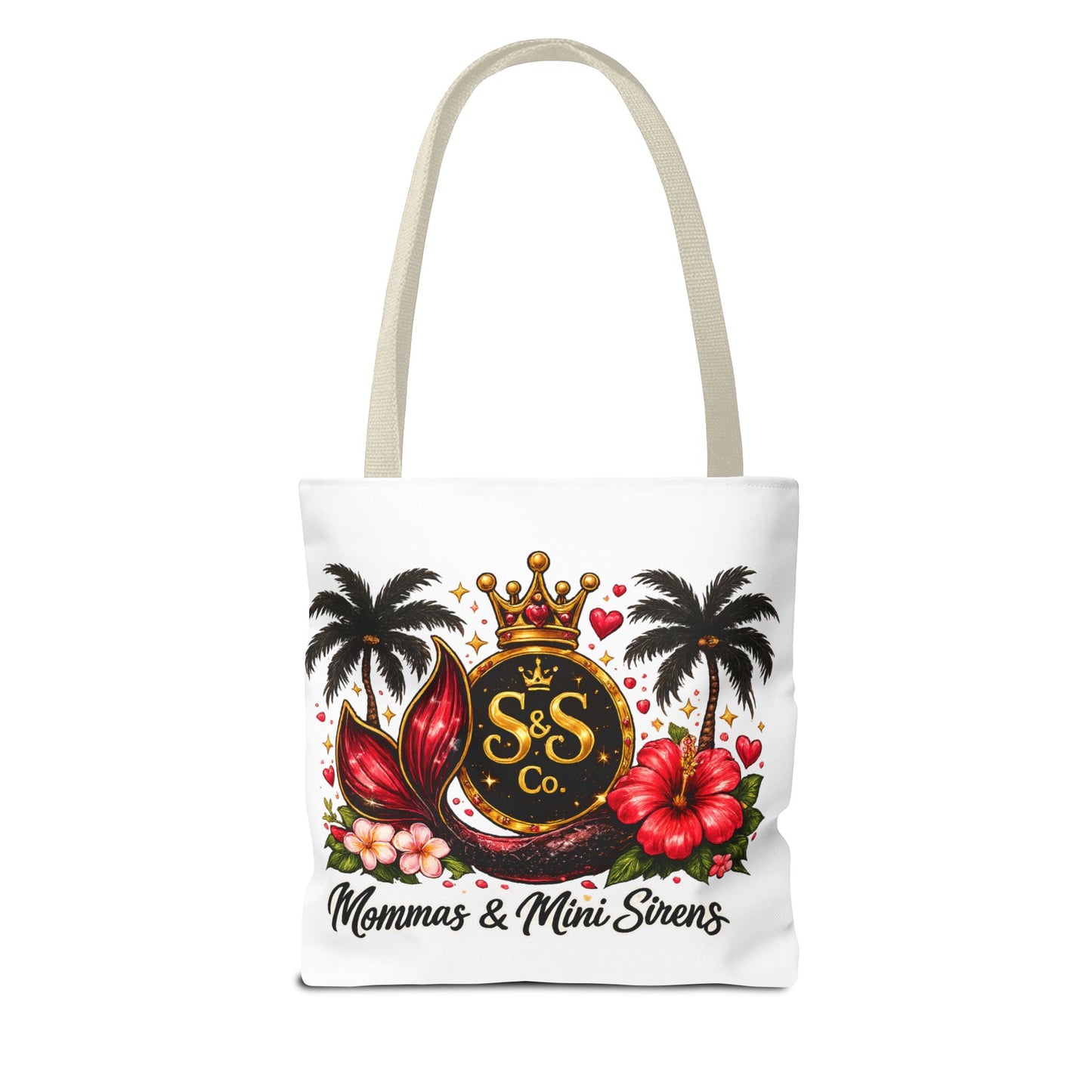 Mommas & Mini Sirens Tote Bag — Tropical Mermaid Mom Beach Tote