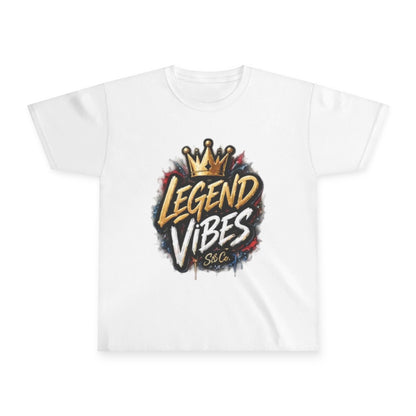 Legend Vibes Kids T‑Shirt — Youth Graphic Tee with Crown Street Art Design