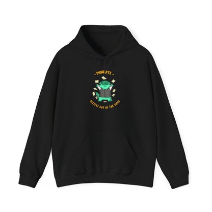 Money Monster Hoodie — Cute Green Creature Throwing Cash Graphic Sweatshirt