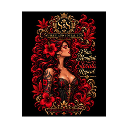 Matte Poster — "Plan. Manifest. Elevate. Repeat." Red Siren Art Print