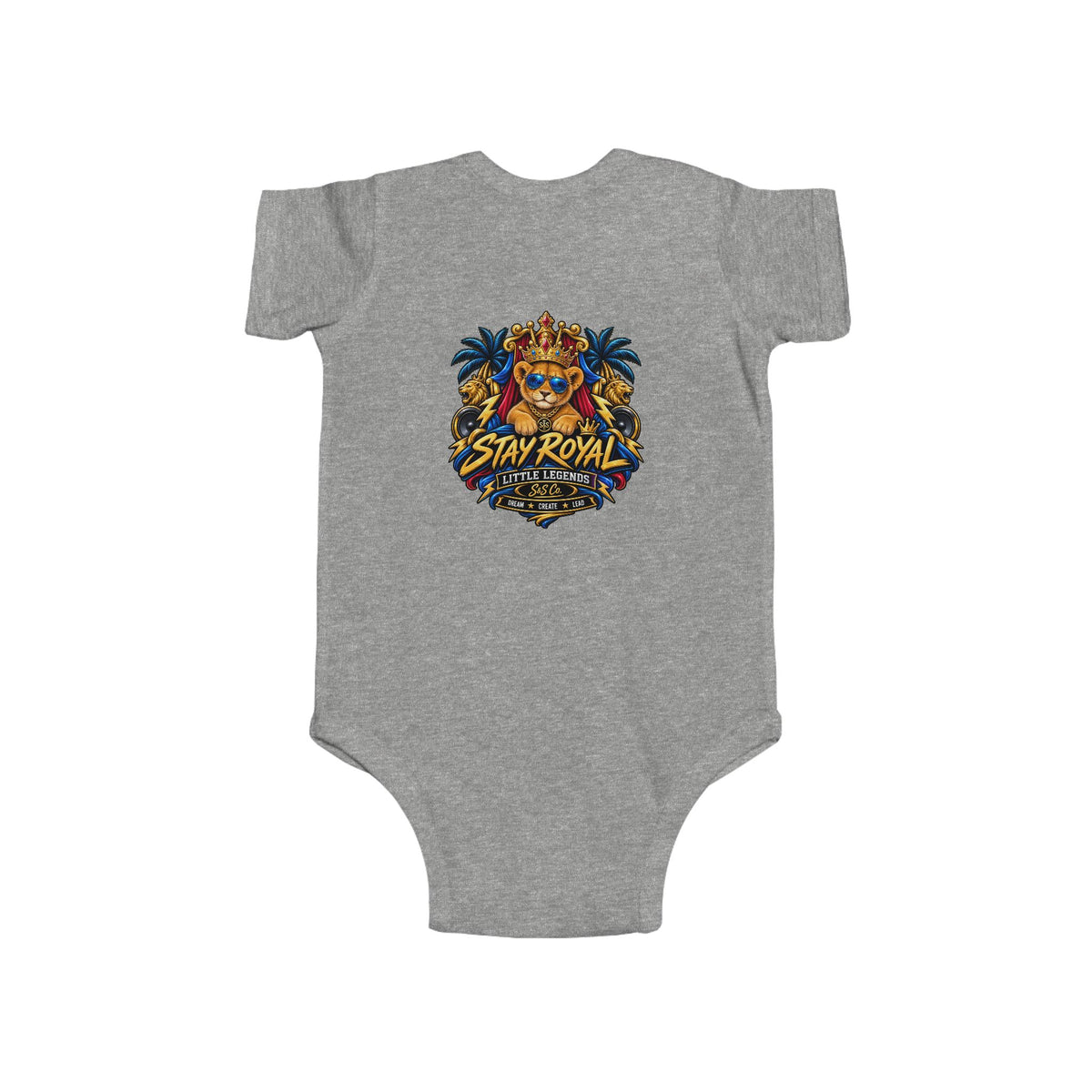 Little King "Stay Royal" Crowned Lion Baby Onesie