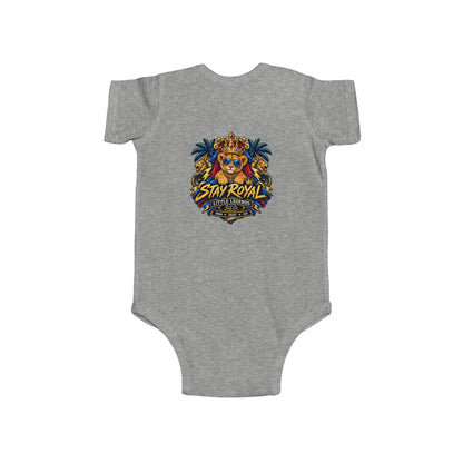 Little King "Stay Royal" Crowned Lion Baby Onesie