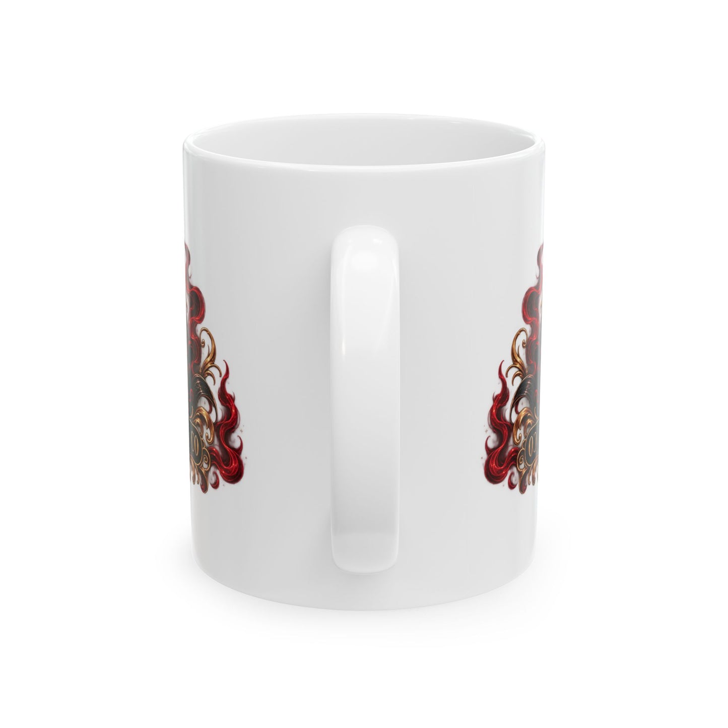 Siren Queen Ceramic Mug — Red Gothic Mermaid Coffee Cup (11oz/15oz)