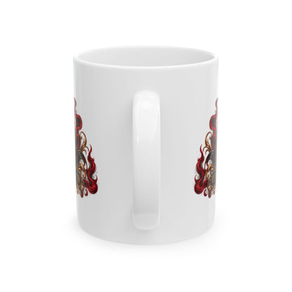 Siren Queen Ceramic Mug — Red Gothic Mermaid Coffee Cup (11oz/15oz)