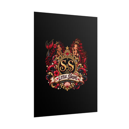 Little Sirens Rolled Poster — Vintage Mermaid Crest Wall Art