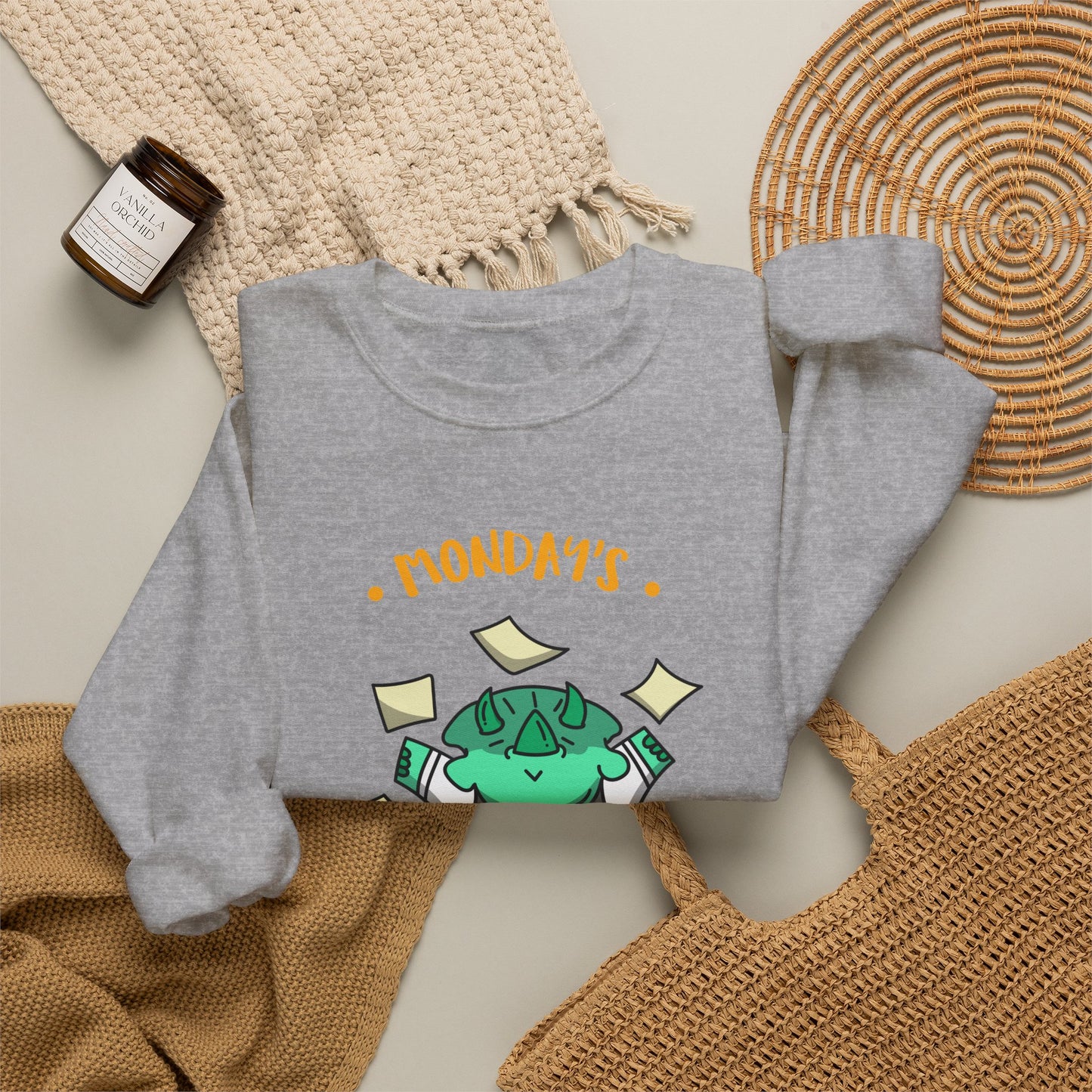 Sweatshirt — "Monday's Harshest Day of the Week" Cute Monster Graphic Crewneck