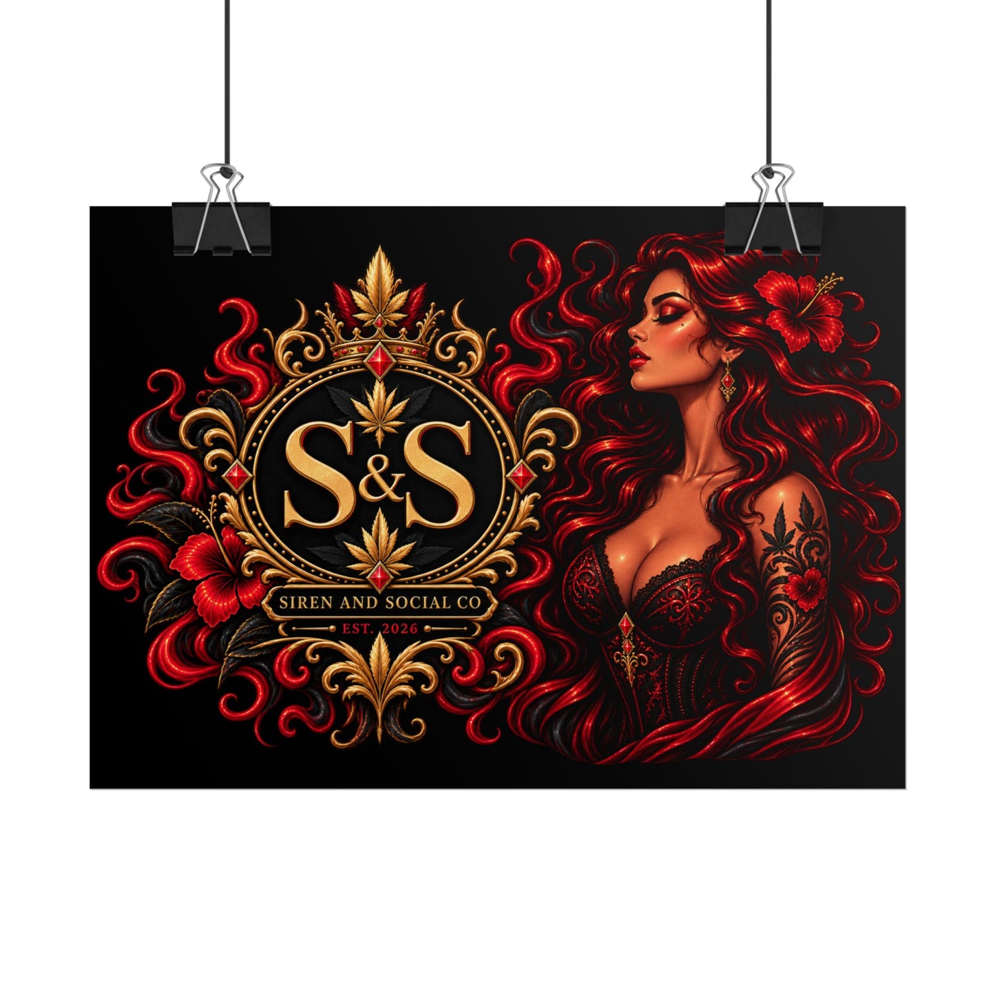 Rolled Poster — 'Siren & Social Co.' Red-Headed Siren Art Print