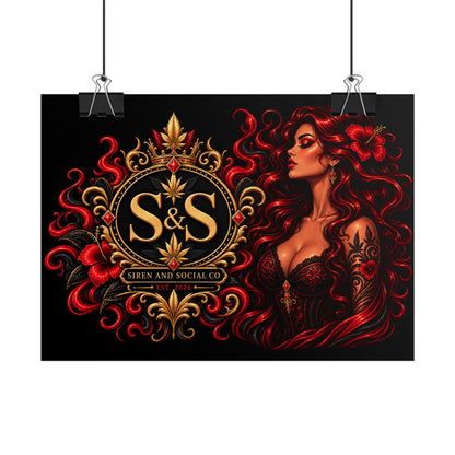 Rolled Poster — 'Siren & Social Co.' Red-Headed Siren Art Print