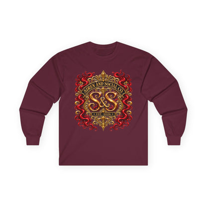Heraldic Crest Long Sleeve Tee — 'Skin and Skull Co.' Gothic Emblem