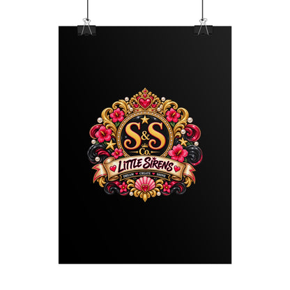 Little Sirens Rolled Poster — Vintage Mermaid Crest Wall Art