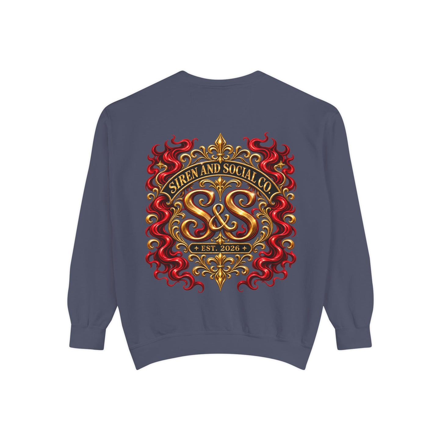 Siren & Social Co. Crewneck Sweatshirt — Vintage Gold & Red Crest