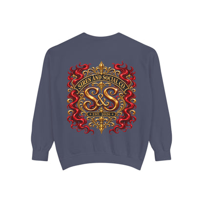 Siren & Social Co. Crewneck Sweatshirt — Vintage Gold & Red Crest