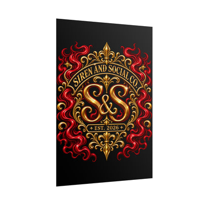 Siren and Social Co. Ornate Gold & Red Emblem Poster