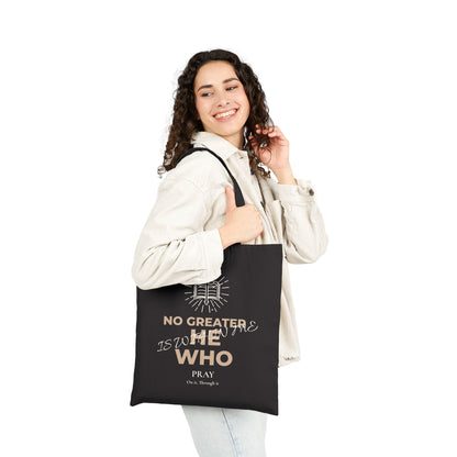 Canvas Tote Bag – “No Greater He Who Is Within Me” Inspirational Scripture Tote