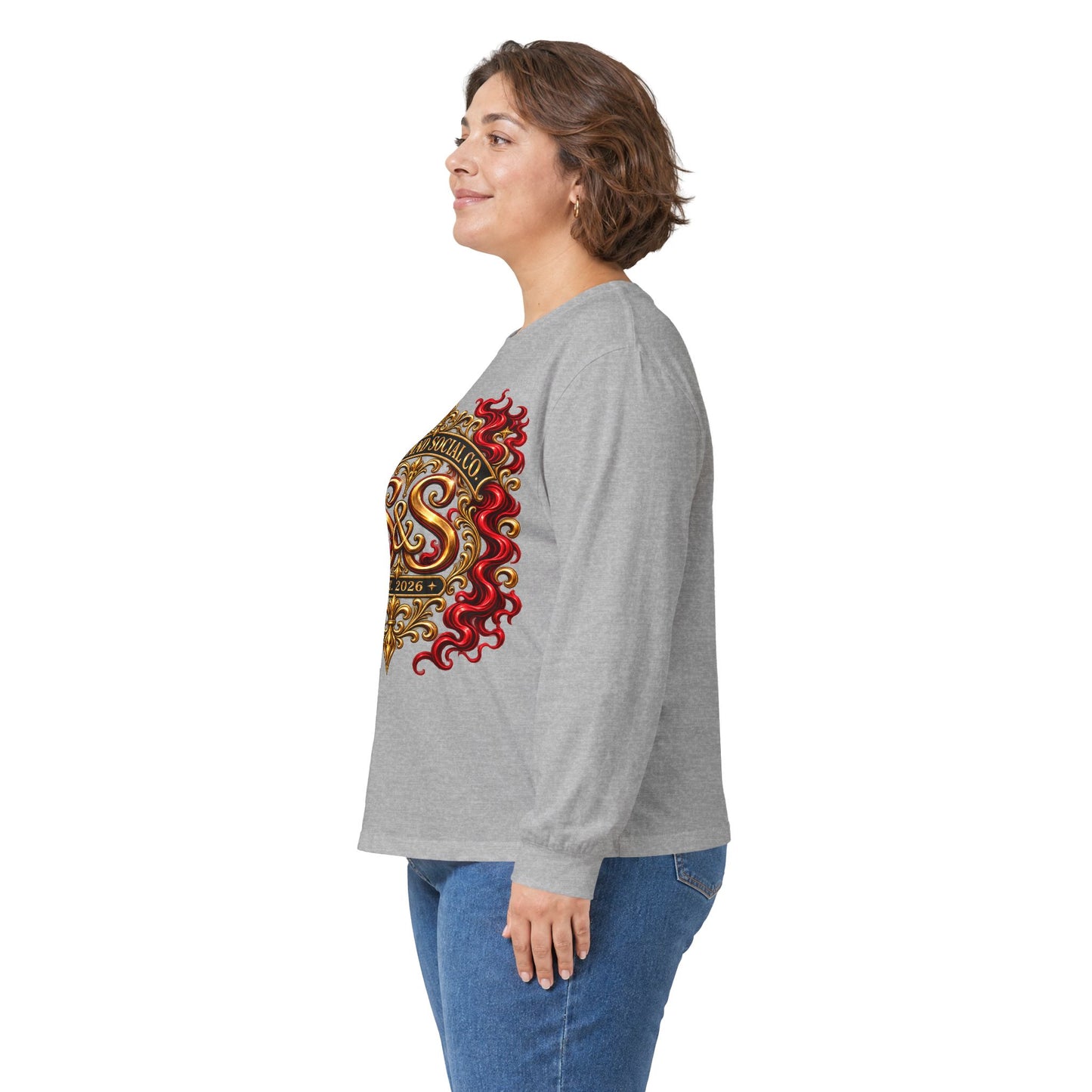 Heraldic Crest Long Sleeve Tee — 'Skin and Skull Co.' Gothic Emblem