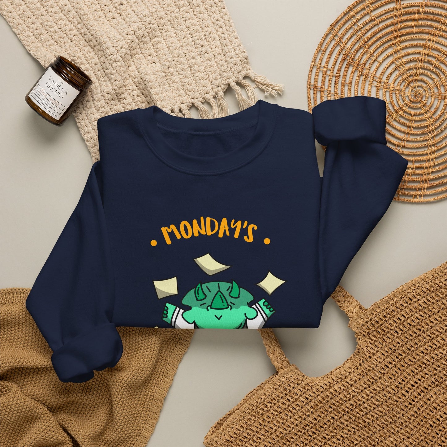 Sweatshirt — "Monday's Harshest Day of the Week" Cute Monster Graphic Crewneck