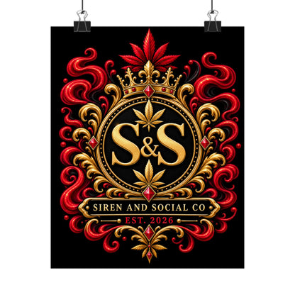 Siren & Social Co. Ornate Crest Poster — Matte Vertical Wall Art (Est. 2026)