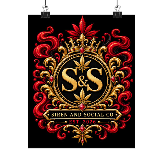 Siren & Social Co. Ornate Crest Poster — Matte Vertical Wall Art (Est. 2026)