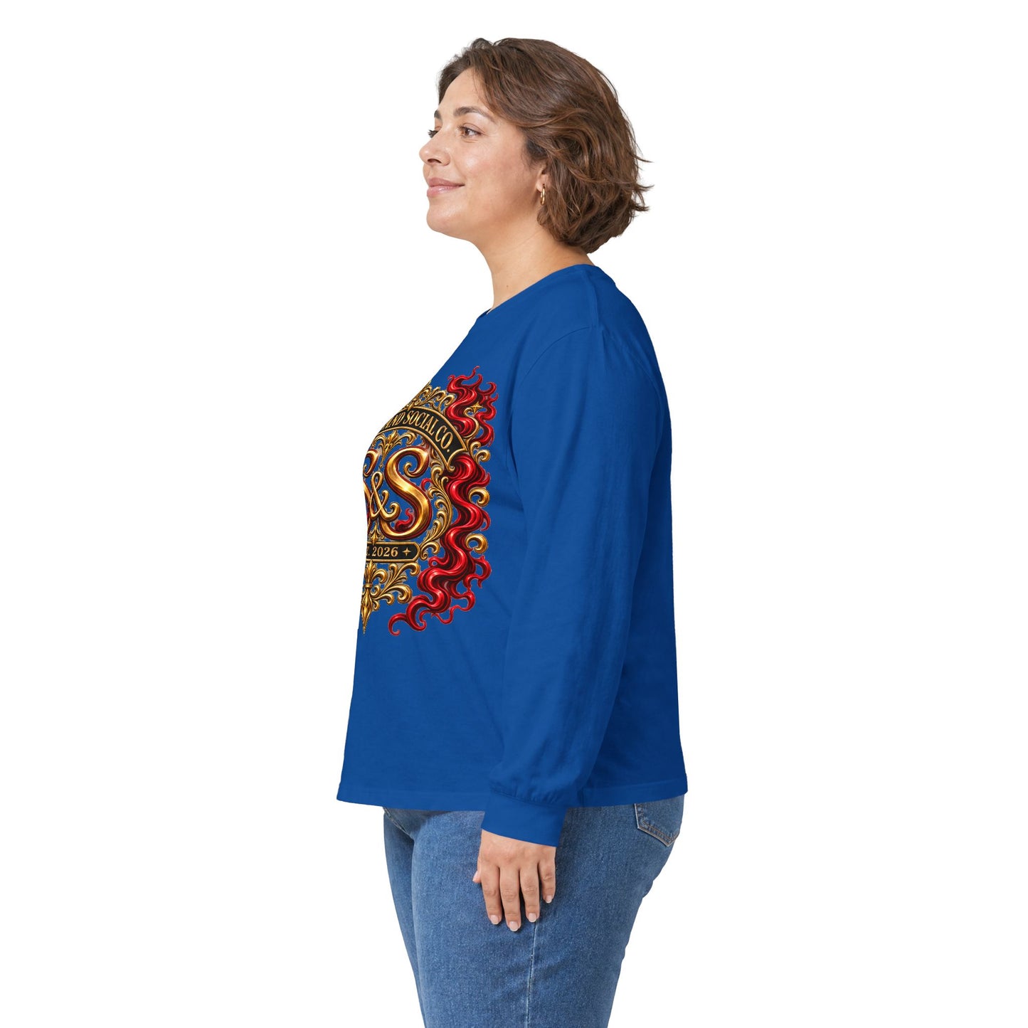Heraldic Crest Long Sleeve Tee — 'Skin and Skull Co.' Gothic Emblem