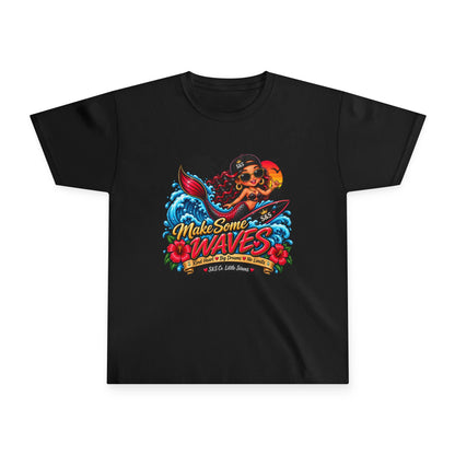 Make Some Waves Youth T‑Shirt — Surf Mermaid Graphic Tee for Kids