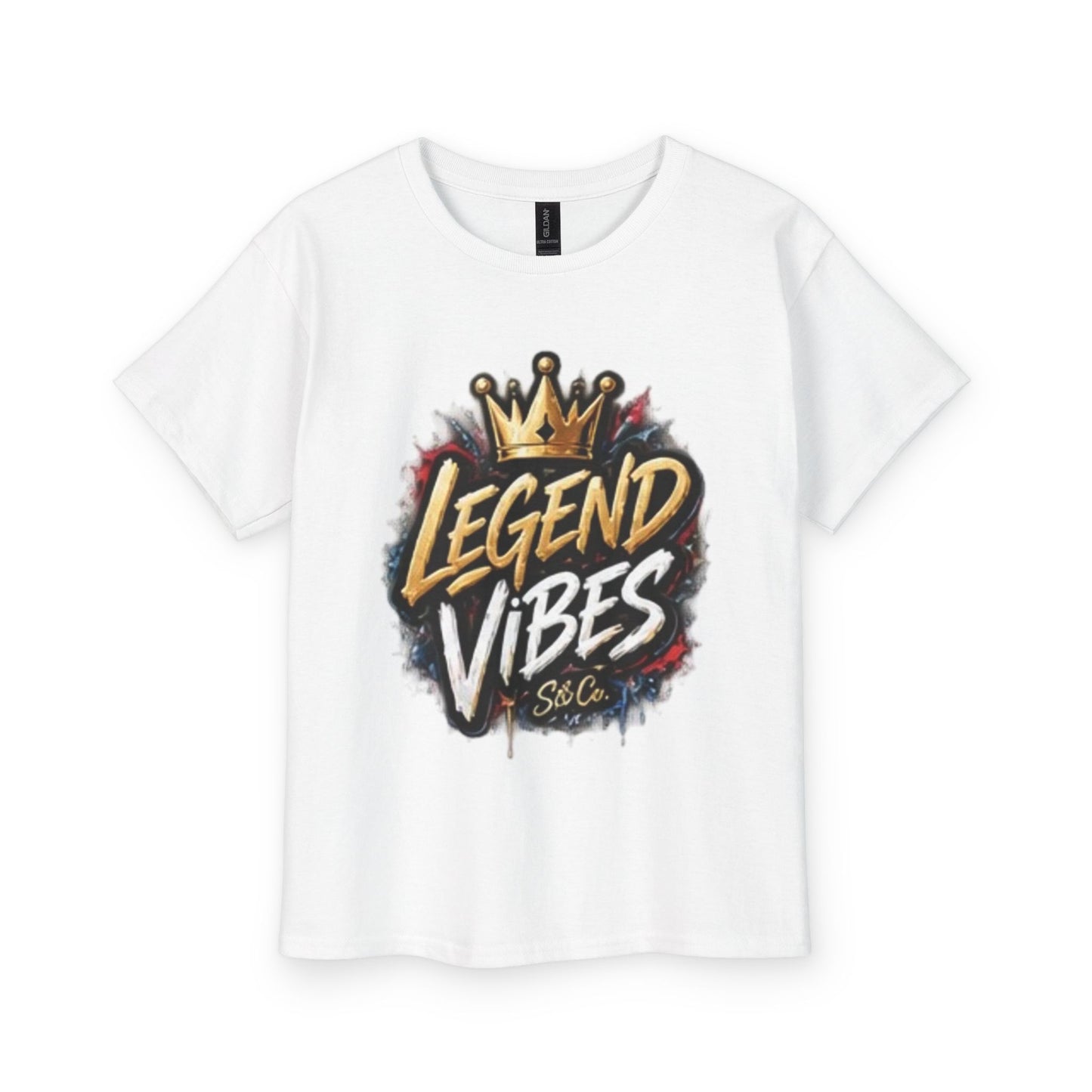 Legend Vibes Kids T‑Shirt — Youth Graphic Tee with Crown Street Art Design