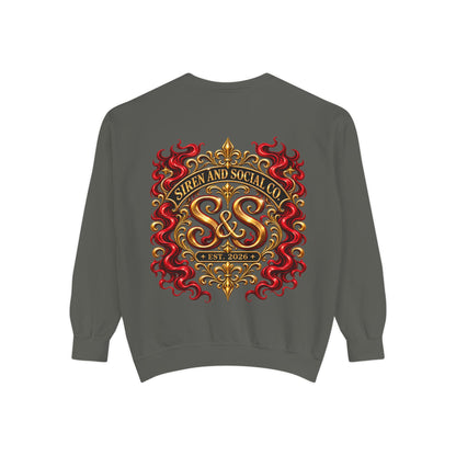 Siren & Social Co. Crewneck Sweatshirt — Vintage Gold & Red Crest