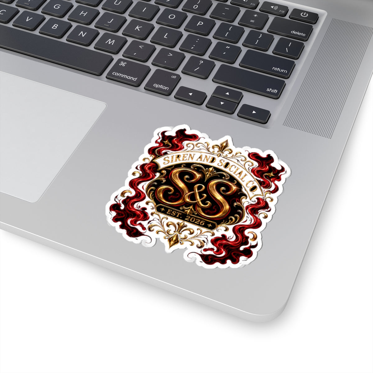 Siren & Social Co. Gold Crest Kiss-Cut Sticker  Logo (Est. 2026)