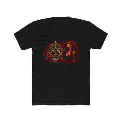 Gothic Siren Graphic Tee — Red Rose Woman Crest T‑Shirt