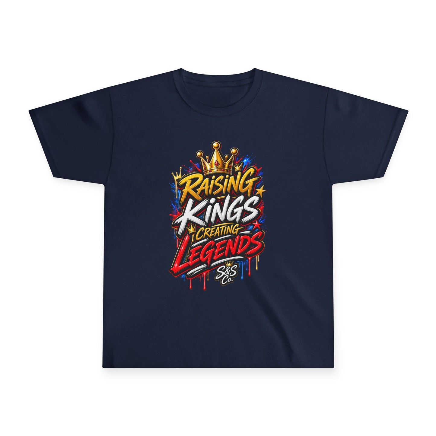 Youth T‑Shirt — "Raising Kings Creating Legends" Graphic Tee for Boys (Crown Streetwear)