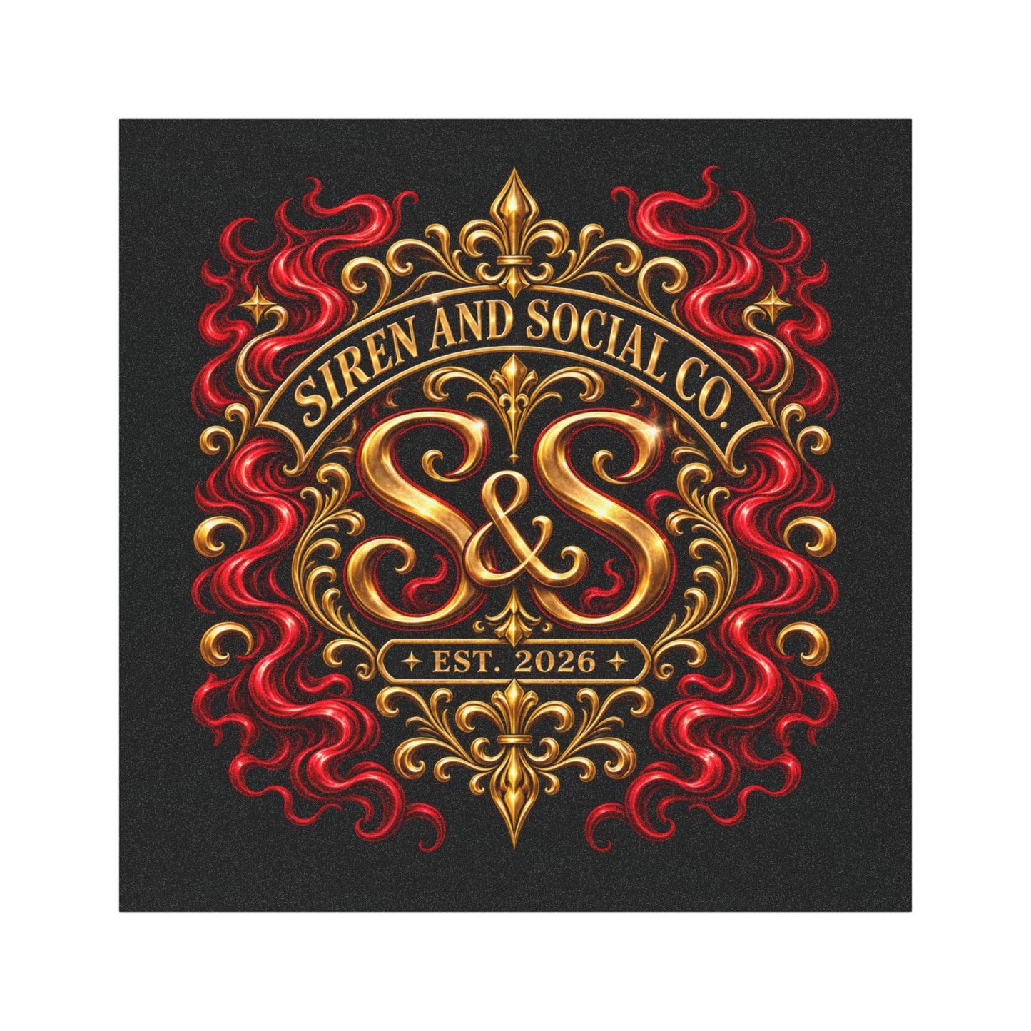 Car Magnet — Ornate Gold & Red 'Siren and Social Co.' Logo (Est. 2026)