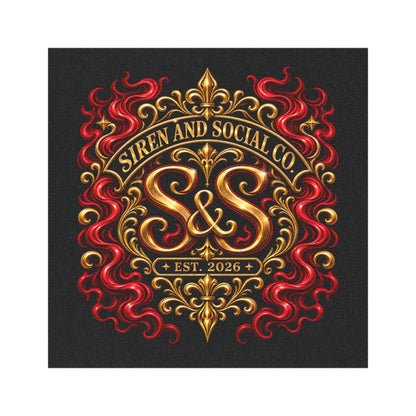 Car Magnet — Ornate Gold & Red 'Siren and Social Co.' Logo (Est. 2026)