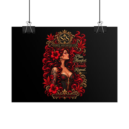 Rolled Poster — 'Siren & Social Co.' Red-Headed Siren Art Print