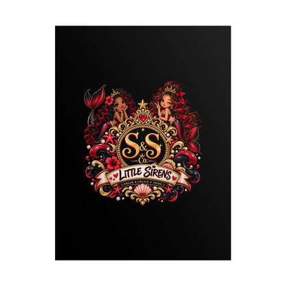 Little Sirens Rolled Poster — Vintage Mermaid Crest Wall Art