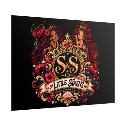 Little Sirens Rolled Poster — Vintage Mermaid Crest Wall Art