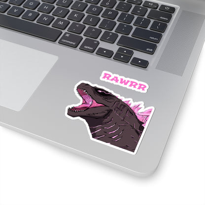 Godzilla-Inspired Pink Roar Kiss-Cut Sticker — 'KAWKR' Laptop Decal