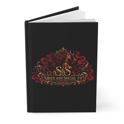 Siren & Social Co. Hardcover Journal — Lined Matte Notebook with Elegant Red Siren Crest
