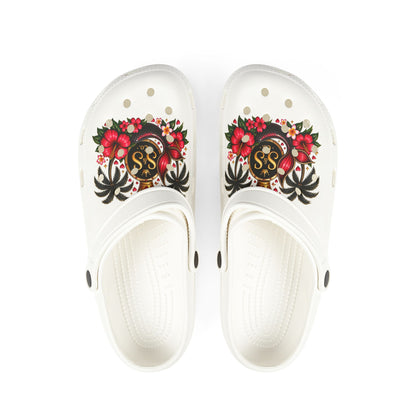Floral Skull EVA Foam Clogs — Women’s Tropical Day of the Dead Slip‑Ons
