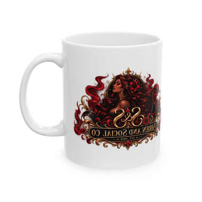Siren Queen Ceramic Mug — Red Gothic Mermaid Coffee Cup (11oz/15oz)