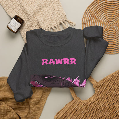 Godzilla 'RAWRR' Graphic Sweatshirt – Pink Neon Monster Crewneck