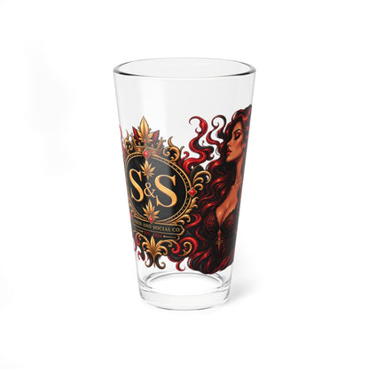 16oz Mixing Glass with Flaming Siren Crest — Barware Cocktail Stirring Glass