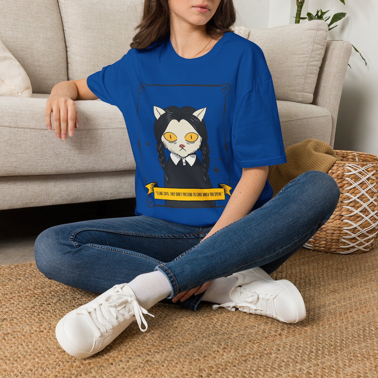 Mystic Cat Witch T‑Shirt — Yellow‑Eyed Wedneday Vibe Graphic Tee