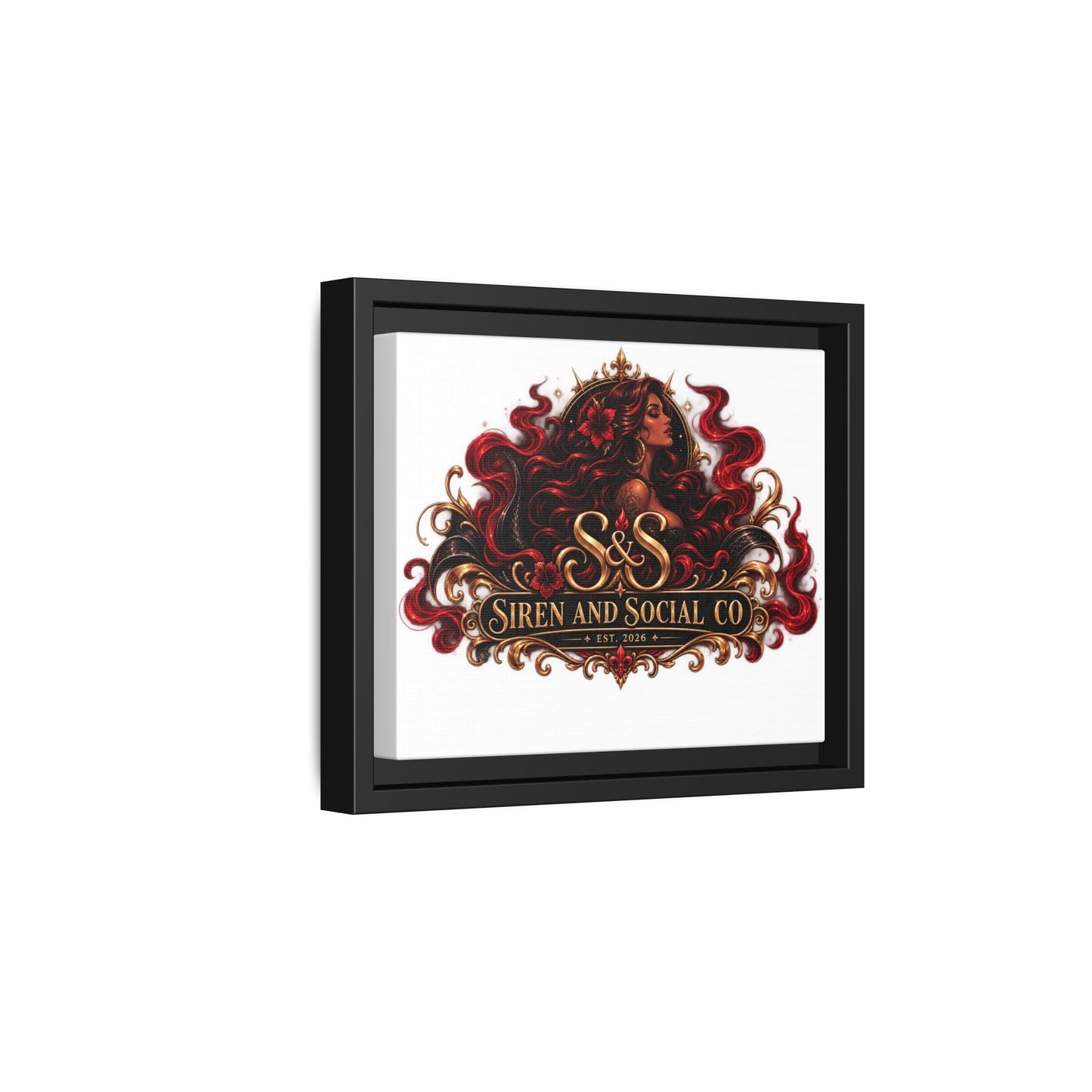 Siren & Social Co. Framed Matte Canvas Art — Red Siren Logo Wall Decor