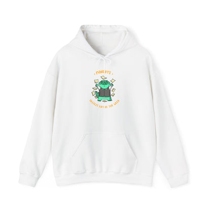 Money Monster Hoodie — Cute Green Creature Throwing Cash Graphic Sweatshirt