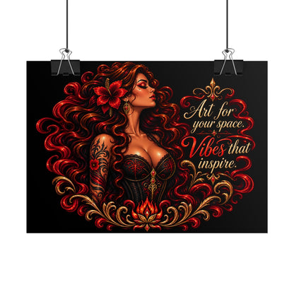Rolled Poster — "Art for Your Space, Vibes That Inspire" Floral Red Femme Art Print